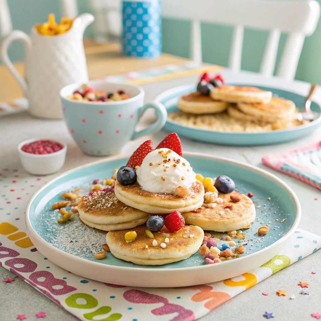 Cereal de Pancakes: The Ultimate Back-to-School Breakfast Recipe 9 Mini cereal pancakes served family-style