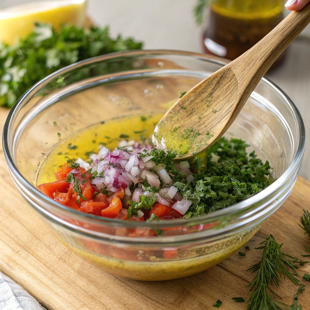 reek Chicken Orzo Salad: A Fresh & Easy Mediterranean Recipe 9 Whisking Greek salad dressing with herbs and oil