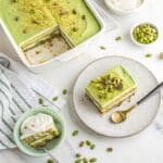 Unlock the Secret to the Ultimate Pistachio Tiramisu: A Decadent No-Bake Delight 7 Pistachio tiramisu served and sliced