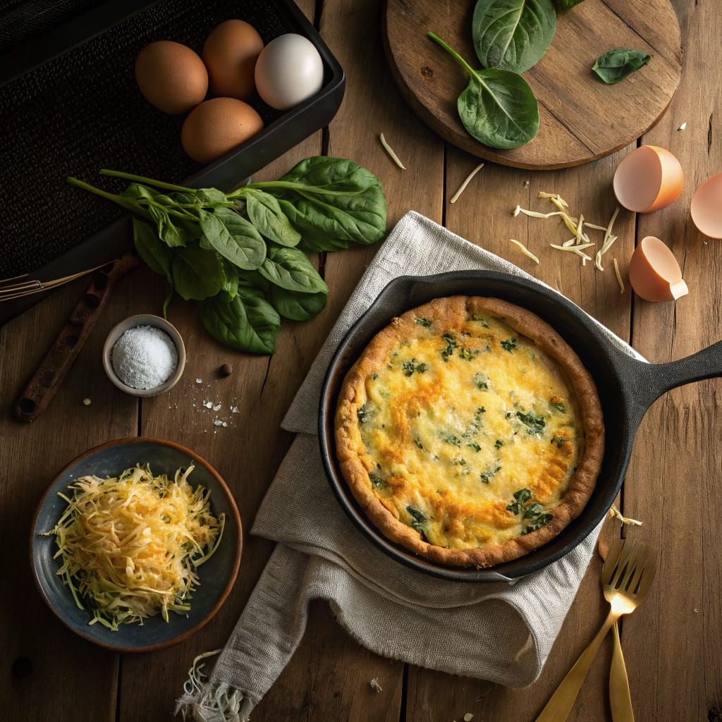 Cottage cheese egg tortilla quiche baked in whole wheat tortilla crust