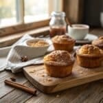 French toast muffins without bread on a rustic table